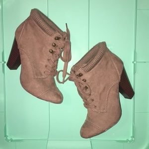 Forever 21 Lace Up Tan Ankle Booties